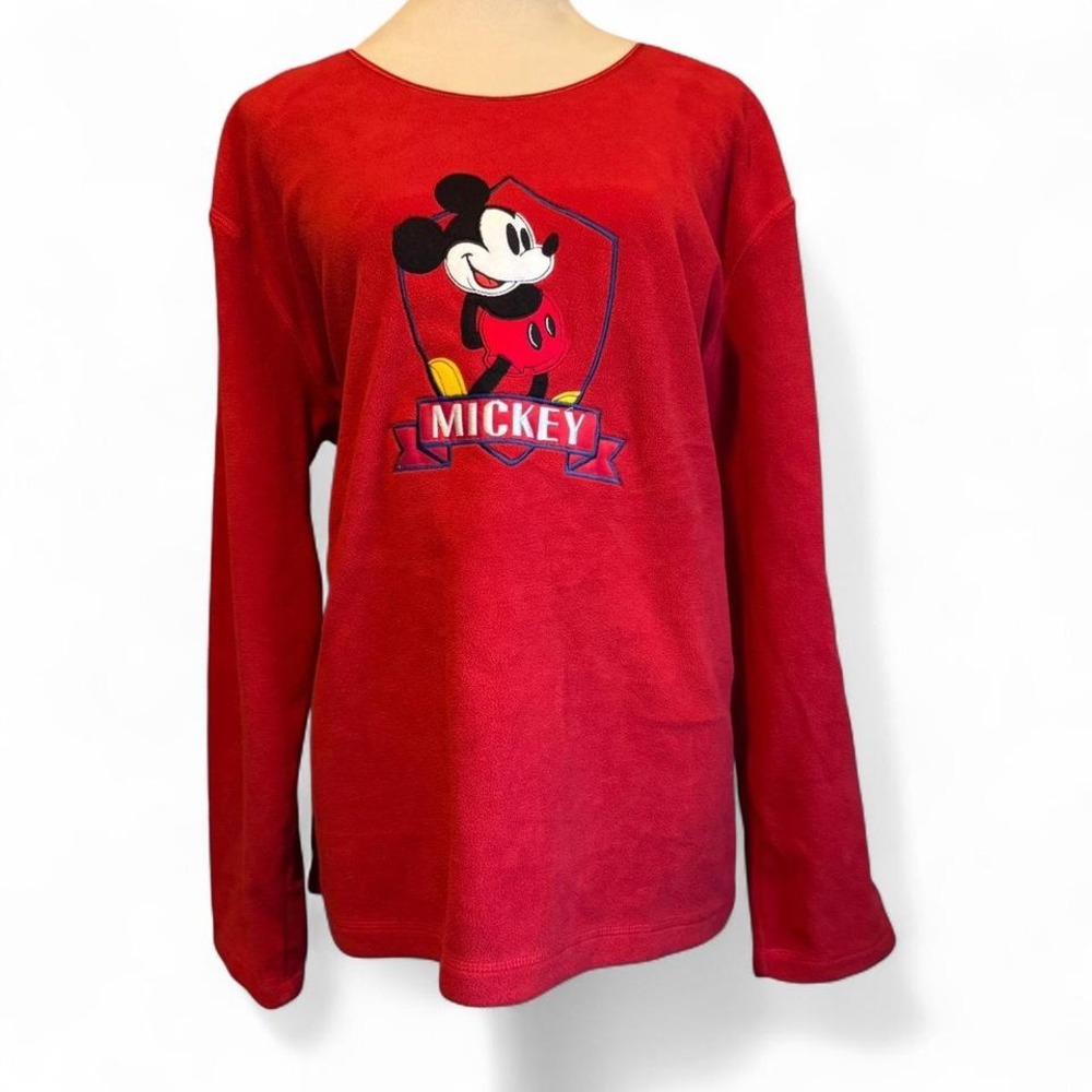 DISNEY, Vintage Red Mickey Mouse Embroidered Long Sleeve, Women's Sz XL